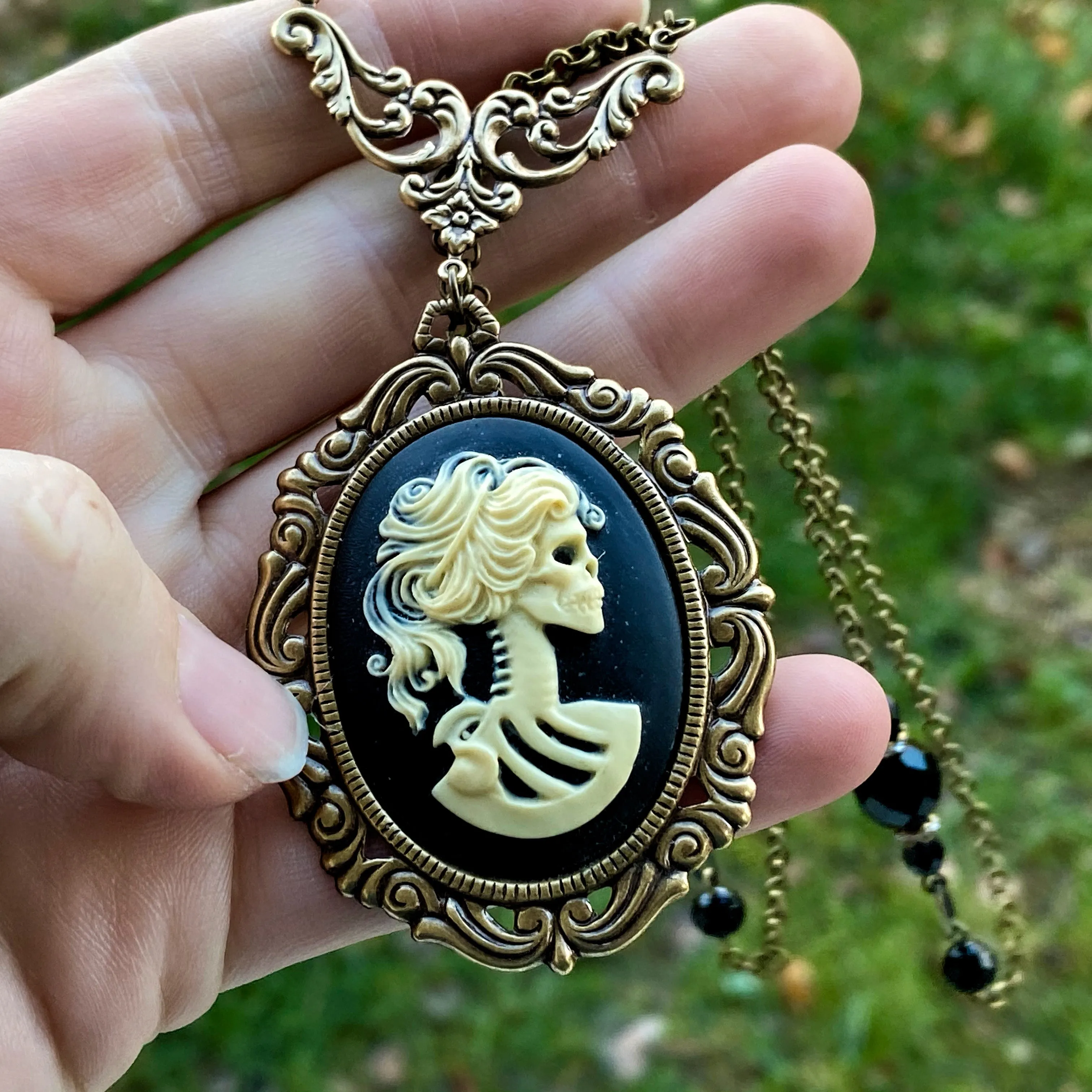 Victorian Zombie Necklace with Vintage Beads