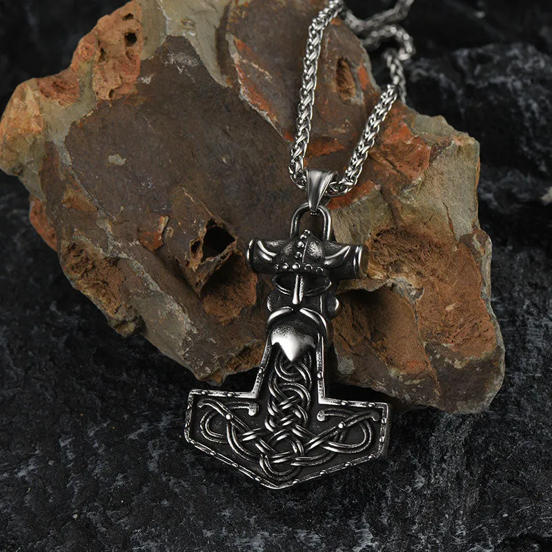 Viking Thor Hammer Necklace Odin Pendant For Men