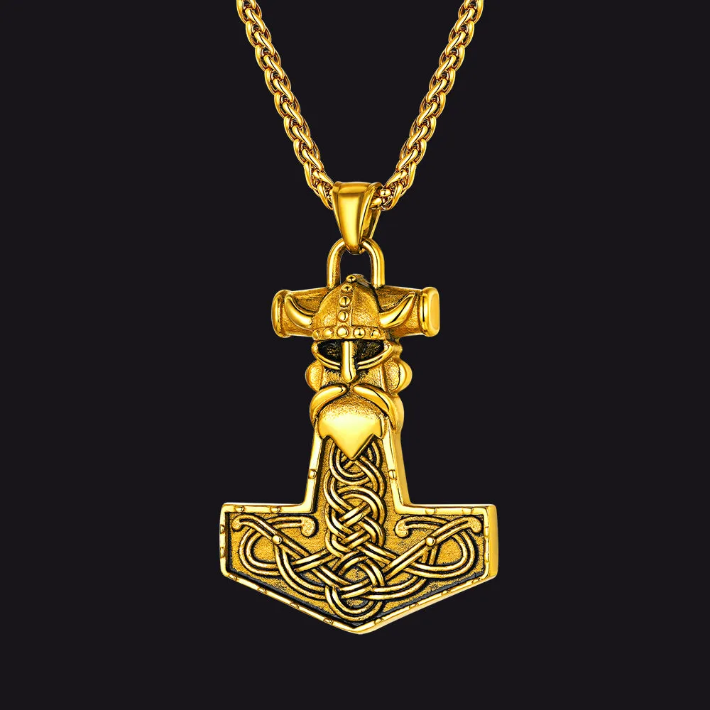 Viking Thor Hammer Necklace Odin Pendant For Men