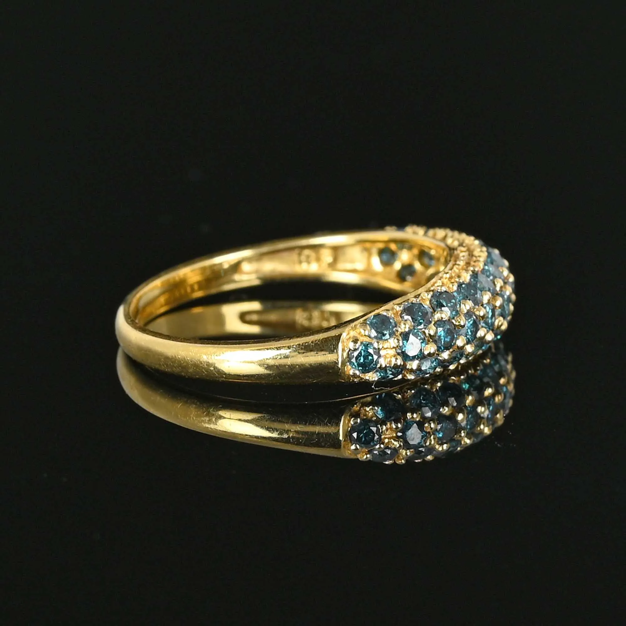 Vintage 14K Gold Blue Diamond Ring Band