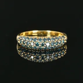 Vintage 14K Gold Blue Diamond Ring Band