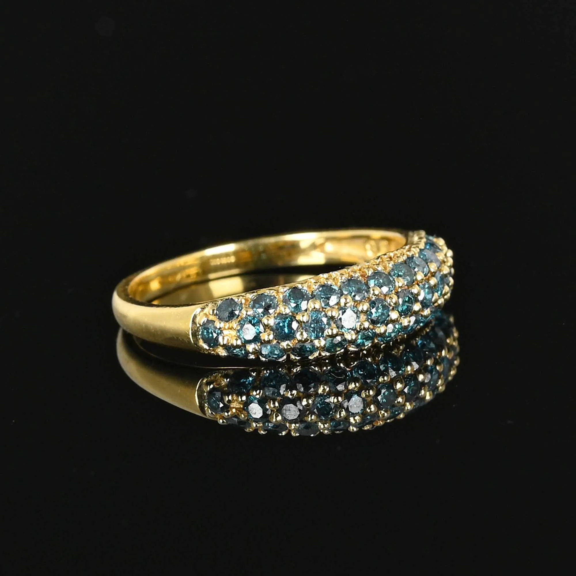 Vintage 14K Gold Blue Diamond Ring Band