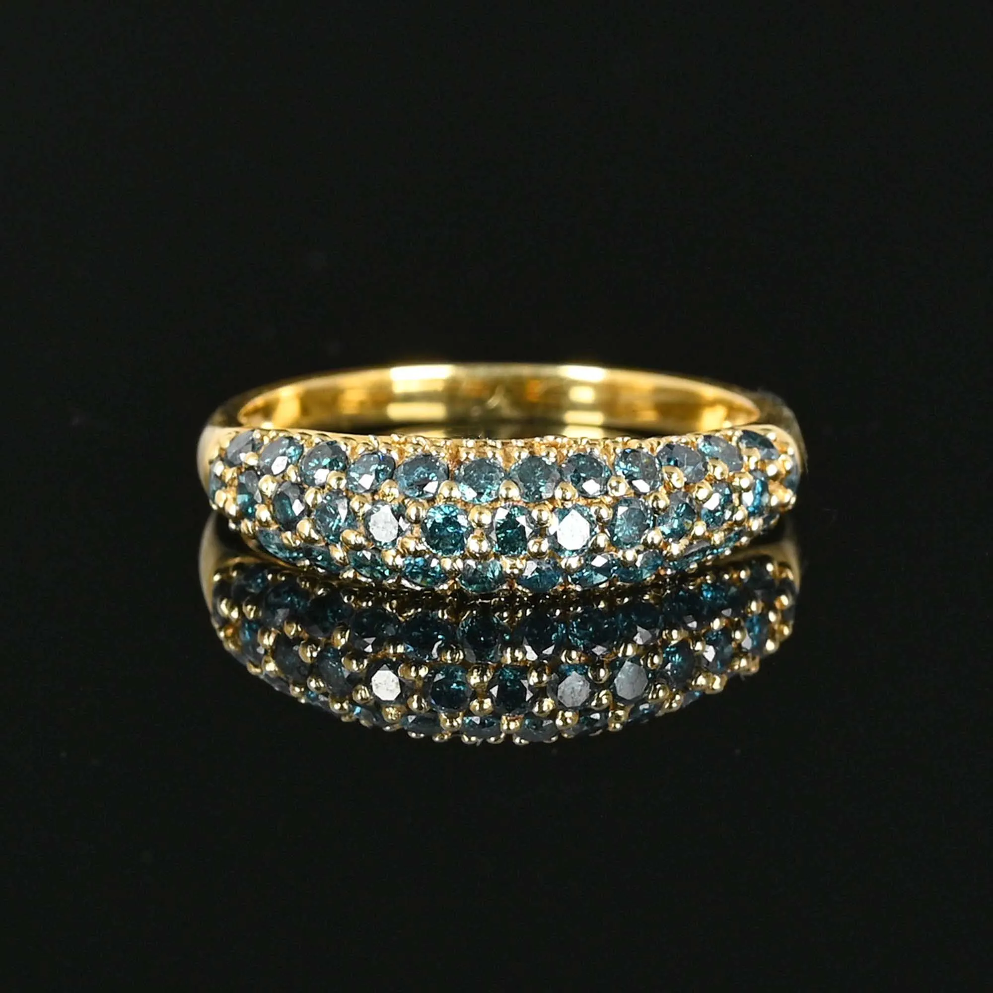 Vintage 14K Gold Blue Diamond Ring Band