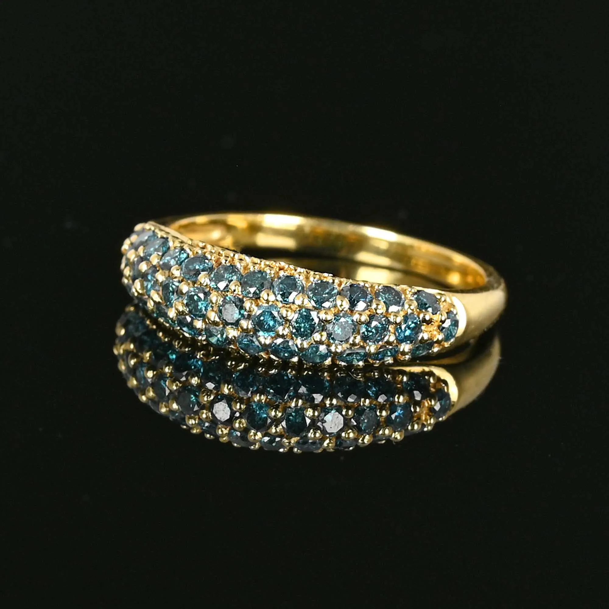 Vintage 14K Gold Blue Diamond Ring Band