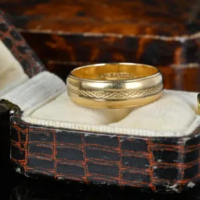 Vintage Art Carved 14K Gold Ring Wedding Band