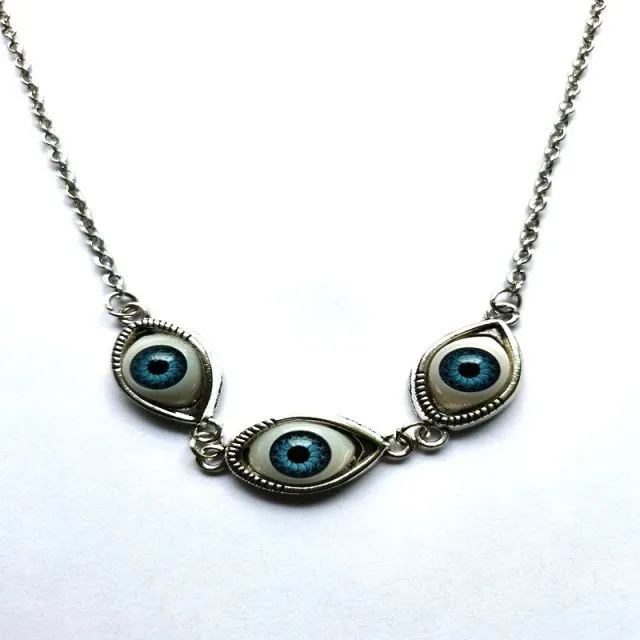 Vintage Bronze Turkish Devil Evil Eyes Necklace Pendant Punk BFF Statement Steampunk Choker For Women Witch Gothic Jewelry Gift