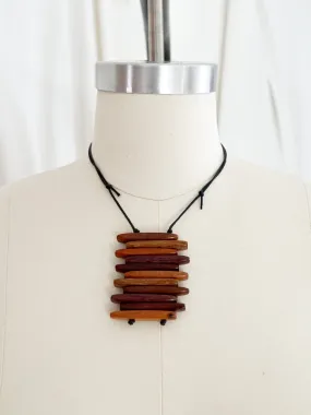 Vintage Stacked Wood Necklace