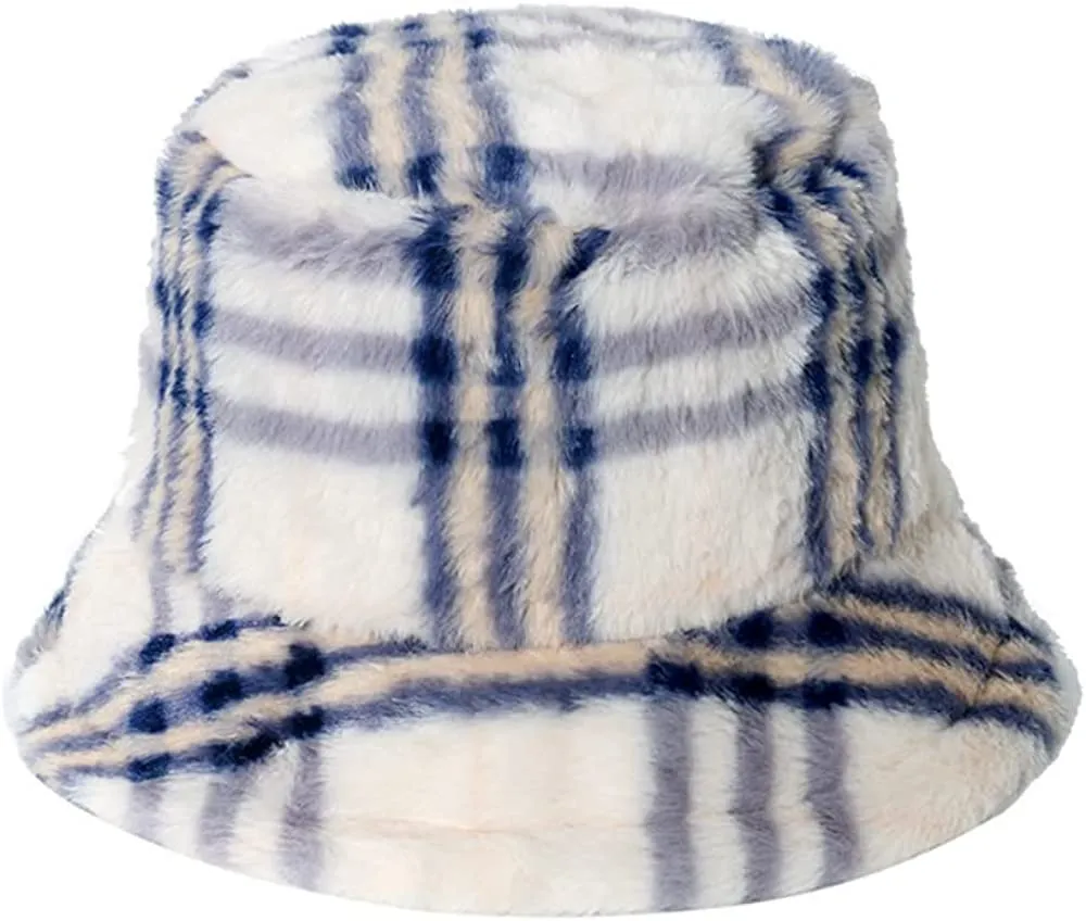 Warm Bucket Hat Plaid Fisherman Hat