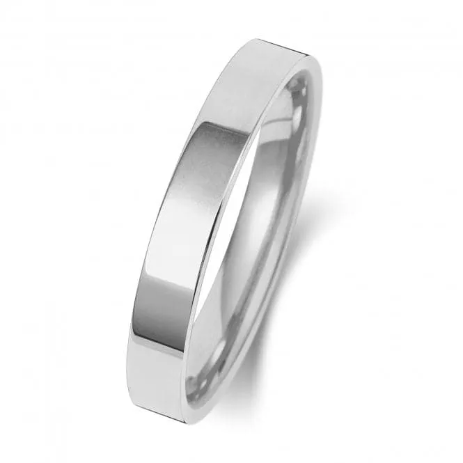 Wedding Band Platinum Flat Court 3mm-1.4 Wedding  Ring WP123M