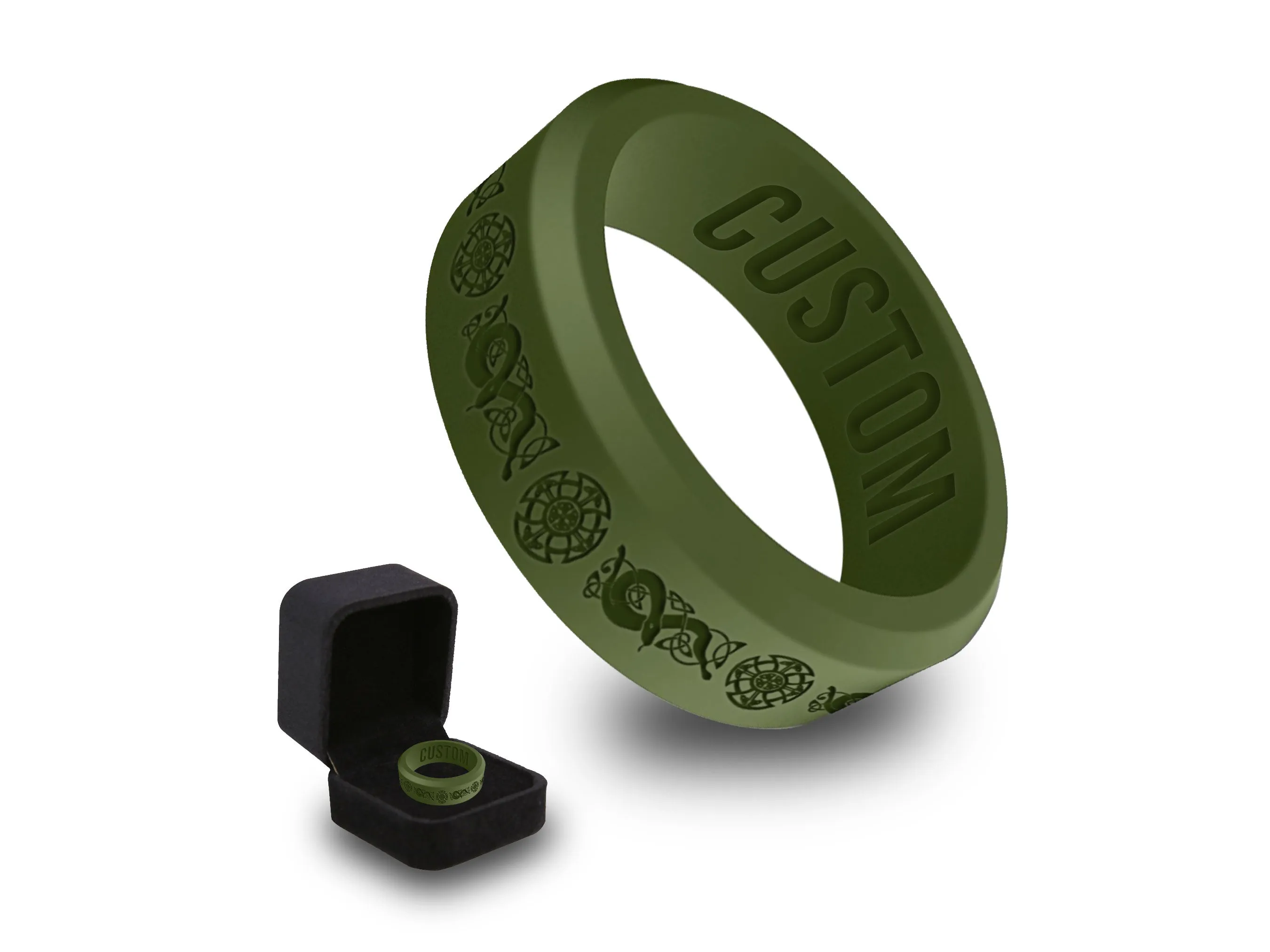 WildFire Celtic Warrior Shield Silicone Ring   Ring Box