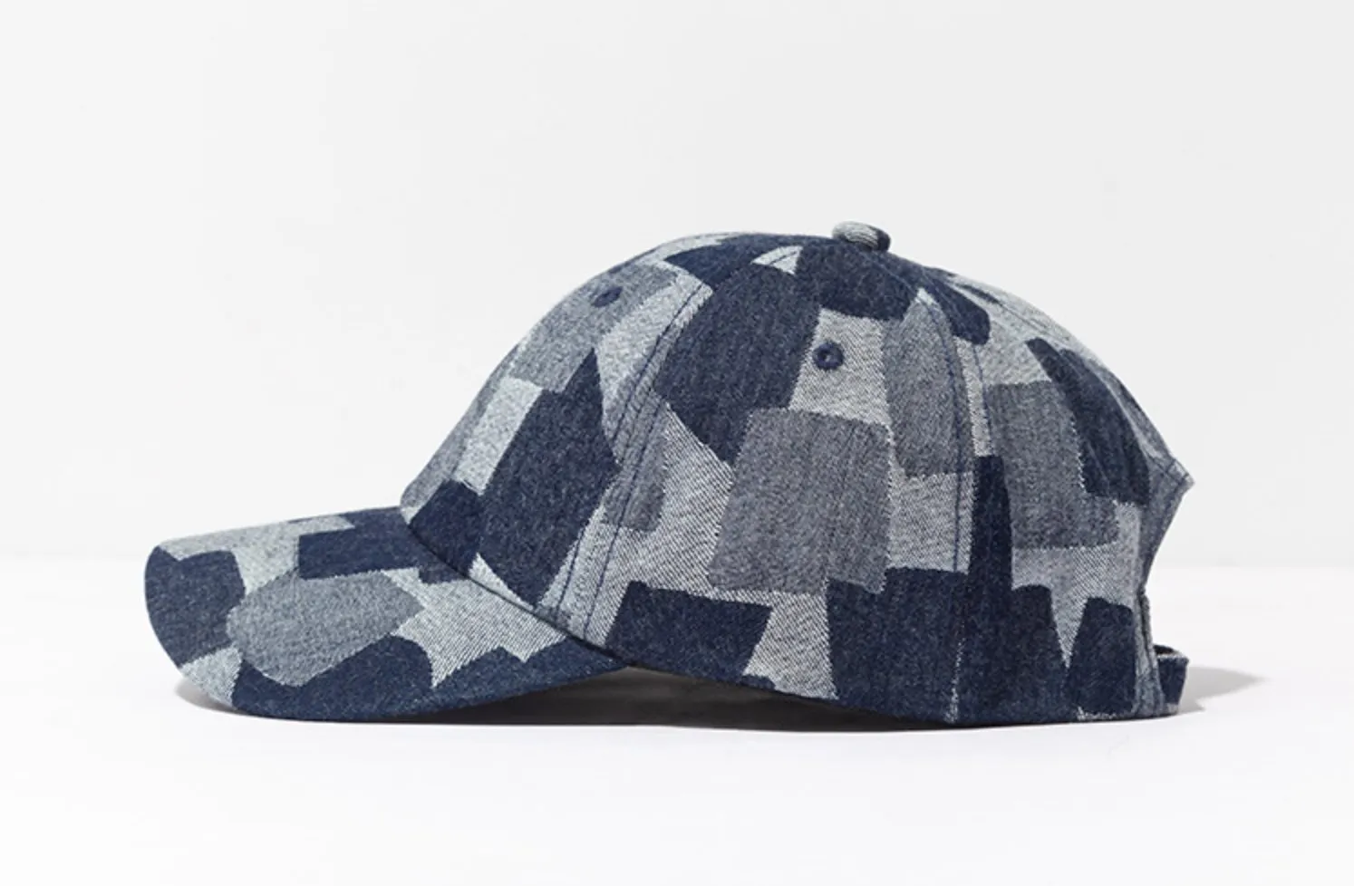 Woven Irregular Checked Denim Cap