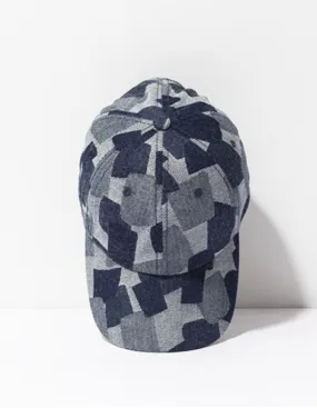 Woven Irregular Checked Denim Cap