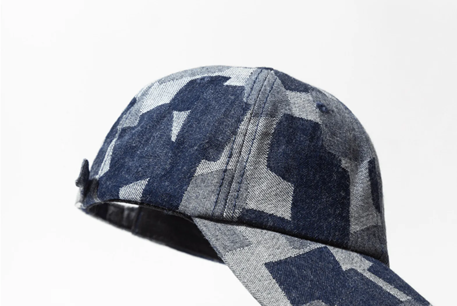 Woven Irregular Checked Denim Cap