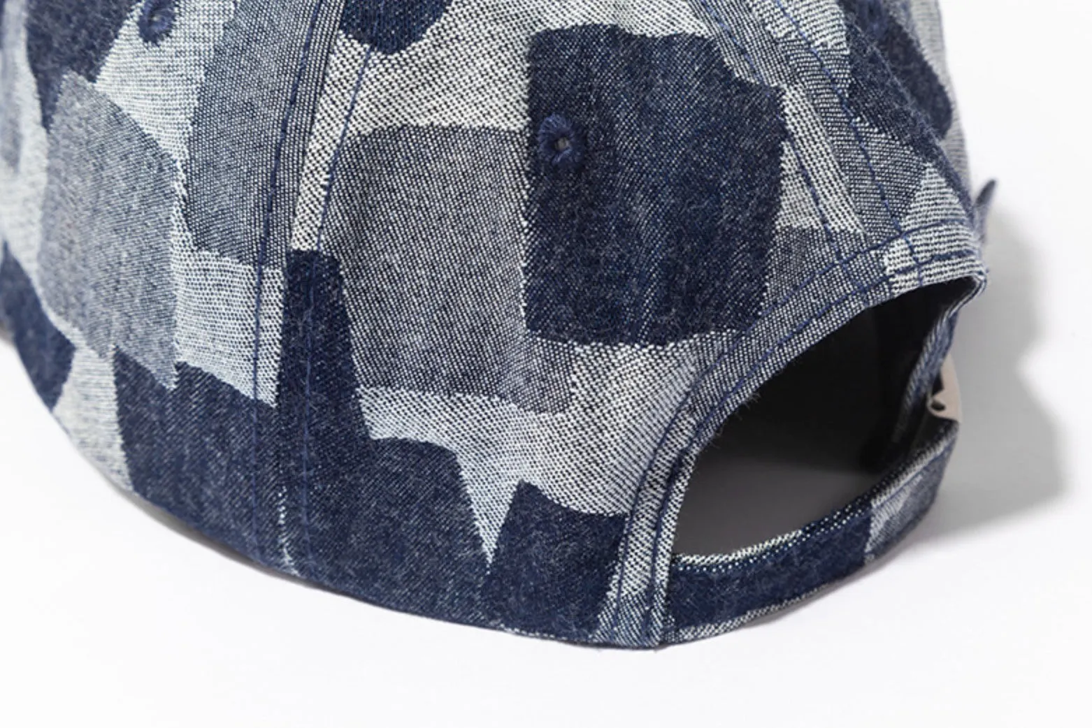 Woven Irregular Checked Denim Cap