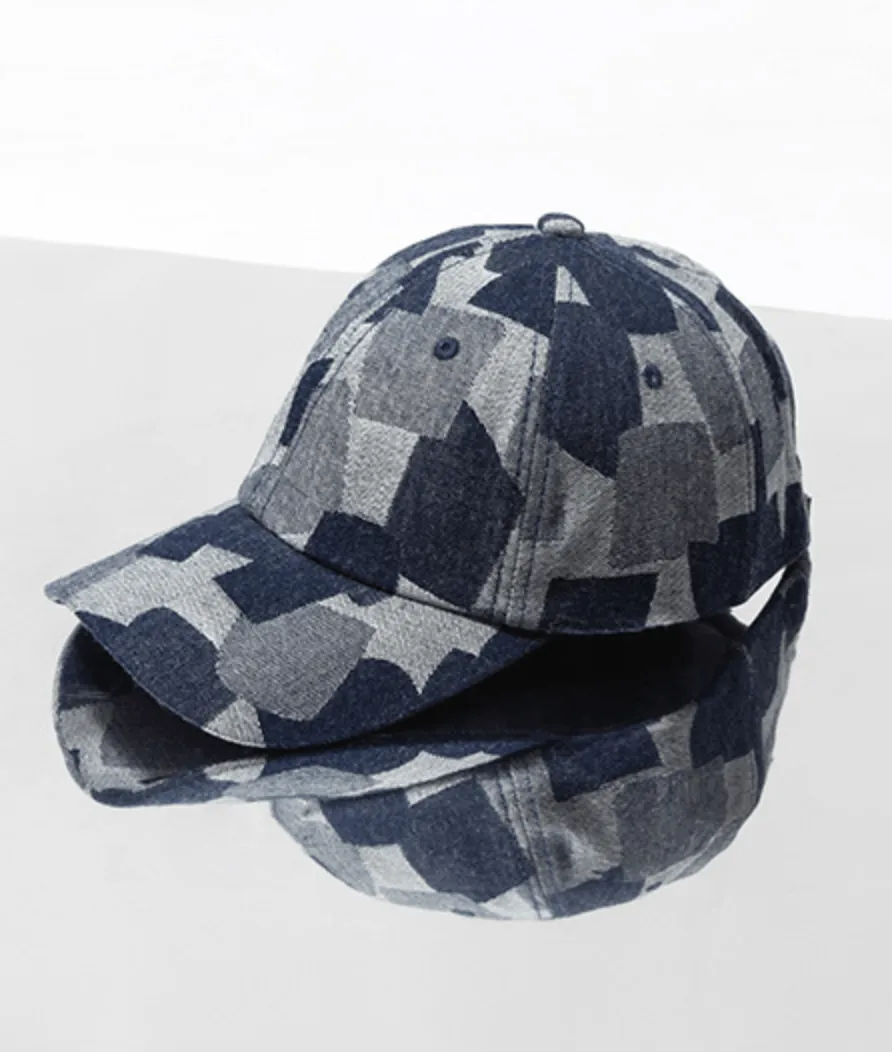 Woven Irregular Checked Denim Cap