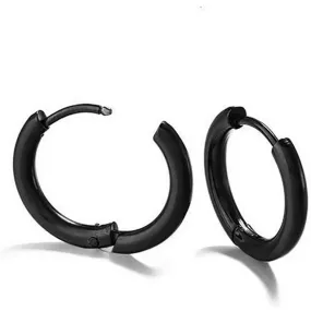 Xelparuc Hoop Earrings Surgical Stainless Steel Hoop Earring for Men Black