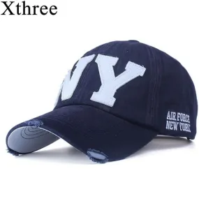 Xthree unisex fashion cotton gorras ny baseball cap snapback hat