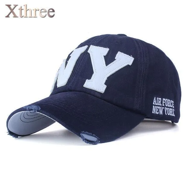 Xthree unisex fashion cotton gorras ny baseball cap snapback hat