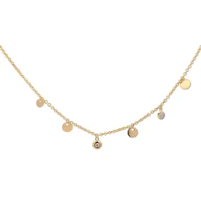 Yellow Modern Electrum Diamond Station Necklace