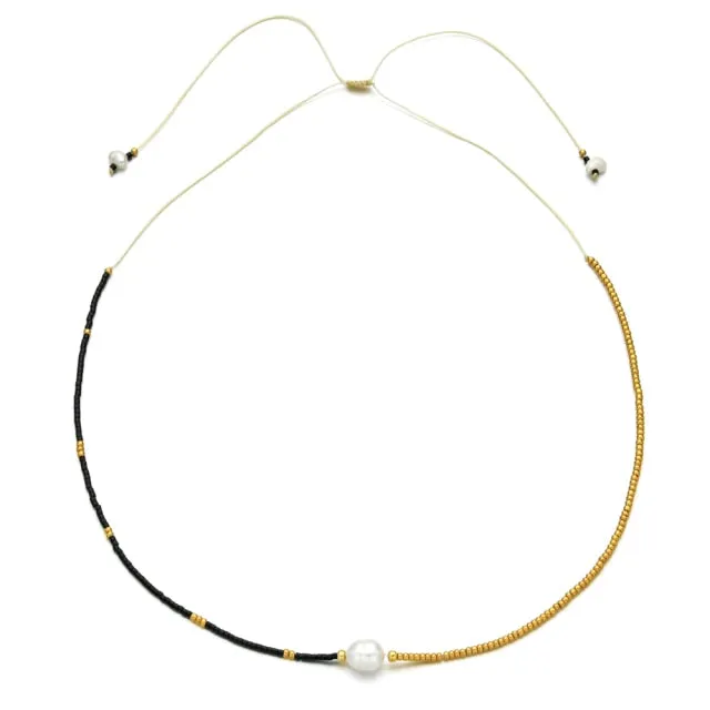 ZMZY Boho Cute Pearl Choker Necklace Women Jewelry Collares Miyuki Glass Beads Fashion Necklace Femme Stainless Steel Chain