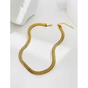 Zoe Flat Link Chain Choker Necklace - Gold